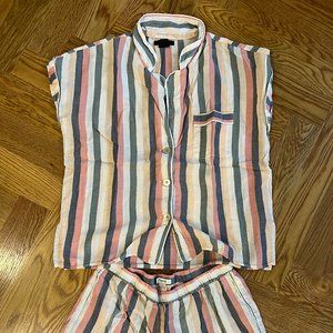 Madewell, Striped Cotton PJ Set, Size M